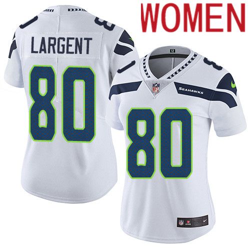 Women Seattle Seahawks #80 Steve Largent Nike White Vapor Limited NFL Jersey